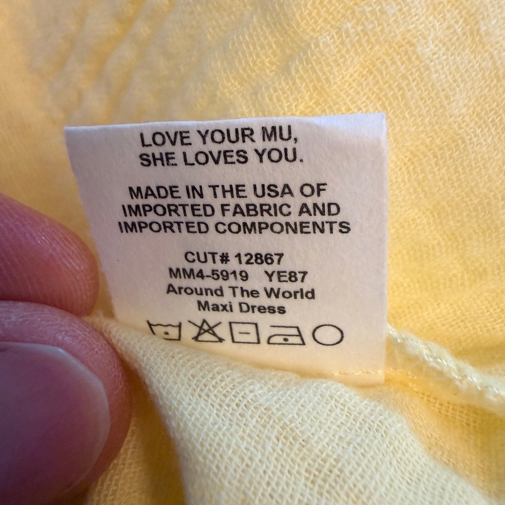 NWT Show Me Your Mumu Size Medium Around The World Maxi Dress Yellow Gauze - Picture 11 of 13